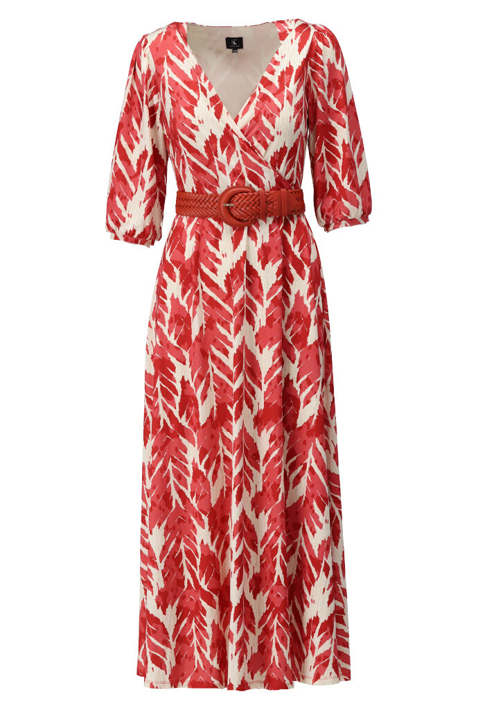 K-design - Maxi dress met print en bijpassende riem (A101P906) - What Els!