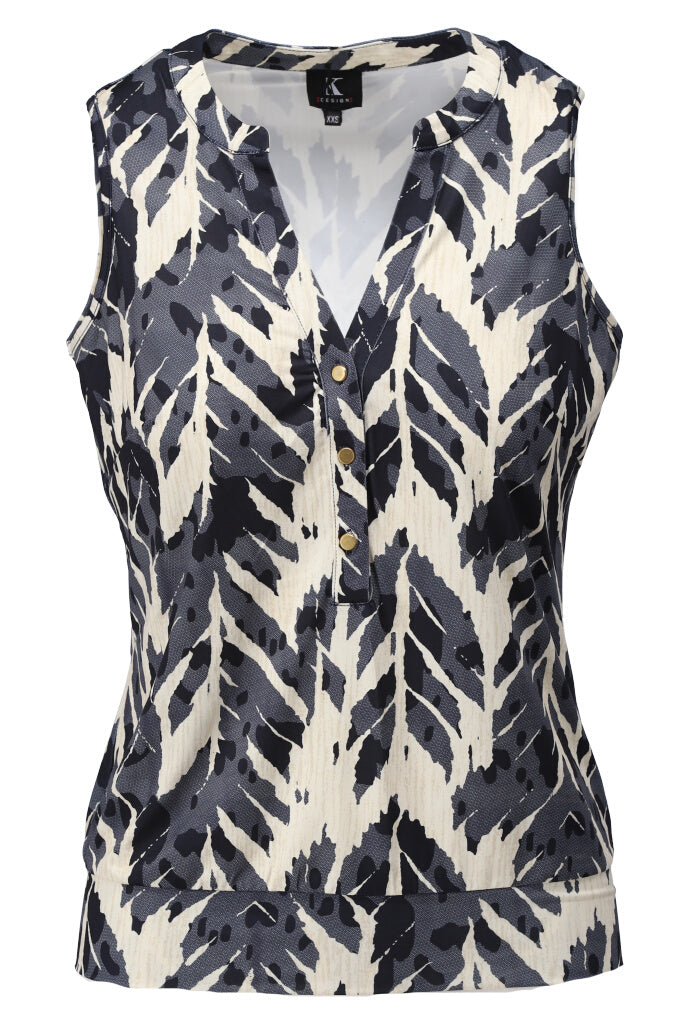 K-design - Top met print en knoopjes (A102P907) - What Els!