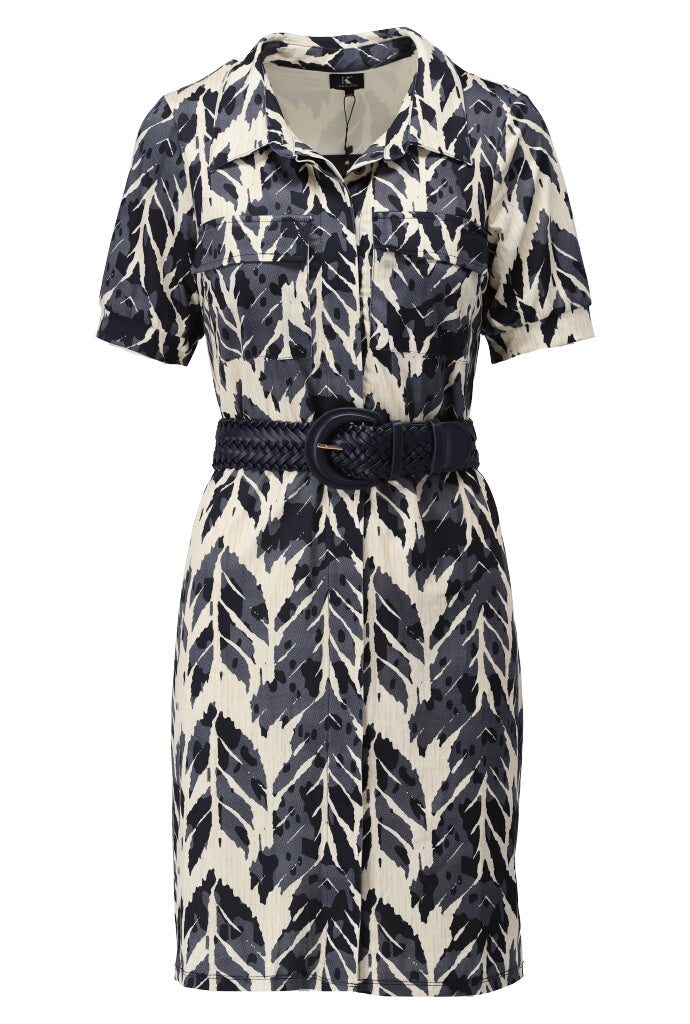 K-design - Mini dress met print en bijpassende riem (A103P907) - What Els!