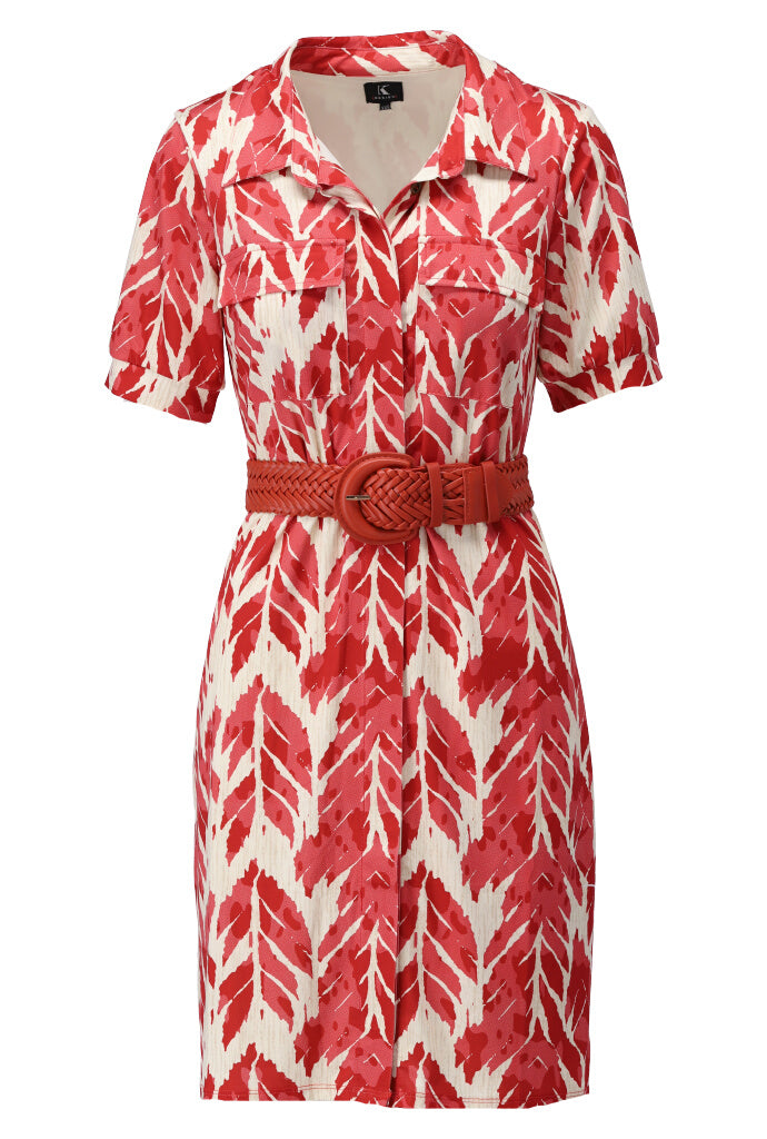 K-design - Mini dress met print en bijpassende riem (A103P906) - What Els!