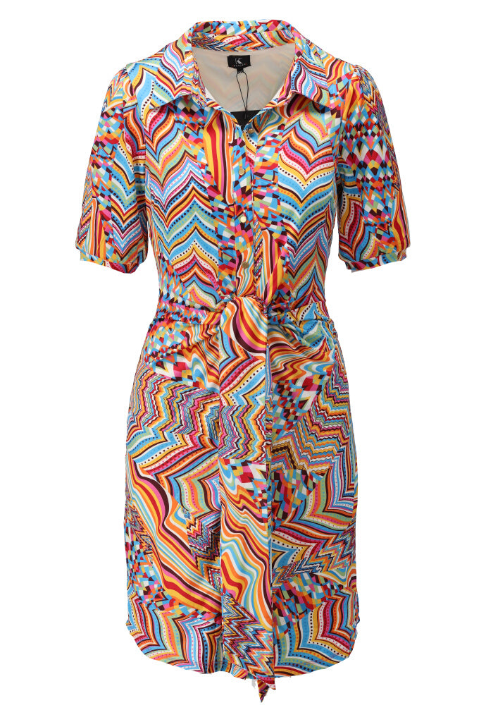 K-design - Mini dress met print en vast striklint (A108P911) - What Els!