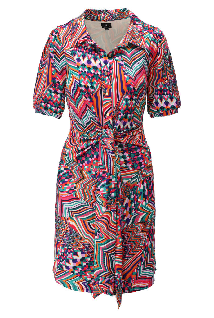 K-design - Mini dress met print en vast striklint (A108P912) - What Els!