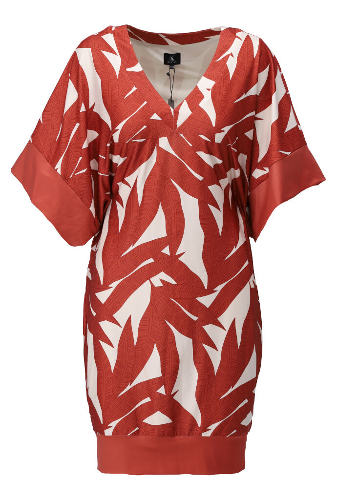 K-design - Mini dress met print en vleermuismouwen (A113P909) - What Els!