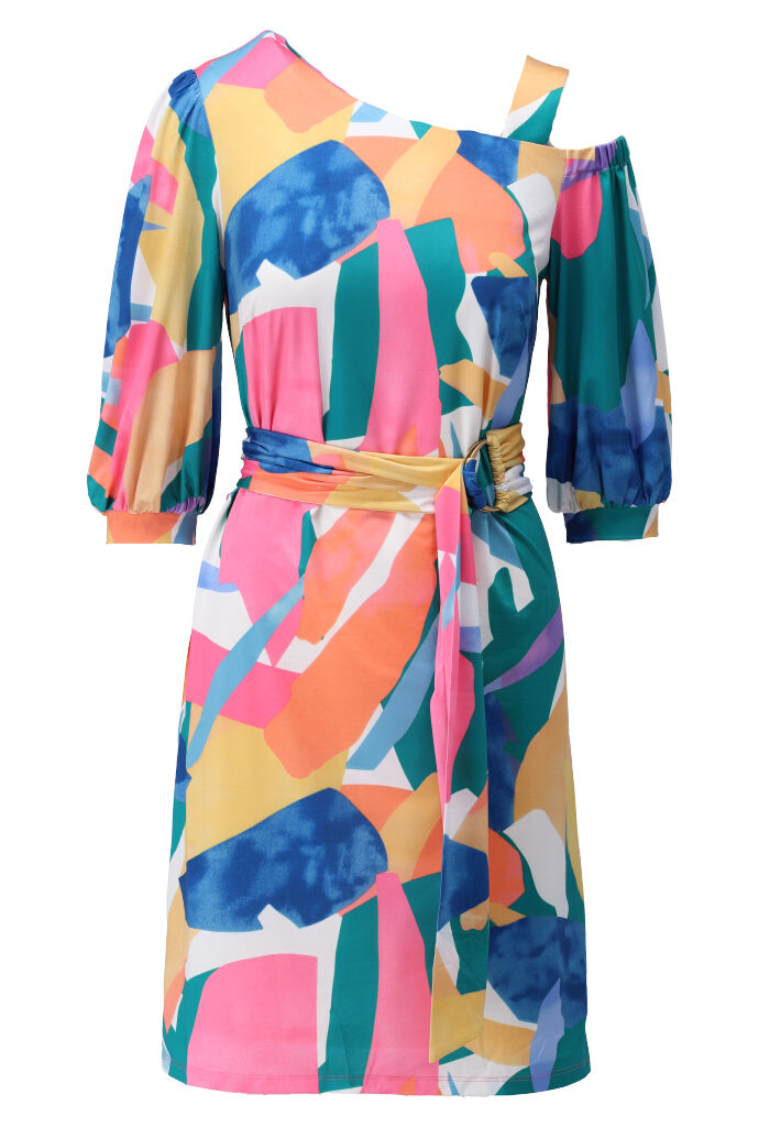 K-design - Mini dress off shoulder met print (A114P925) - What Els!
