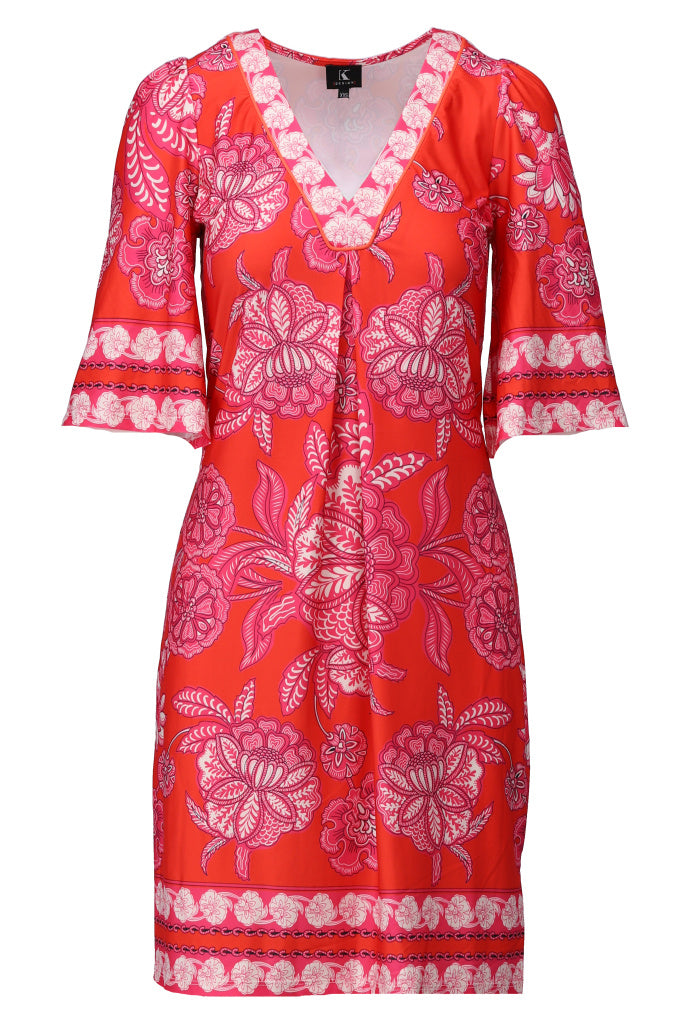 K-design - Mini dress met print en V-hals (A117P919) - What Els!