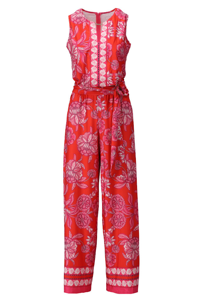 K-design - Jumpsuit met print en stoffen riem (A118P919) - What Els!