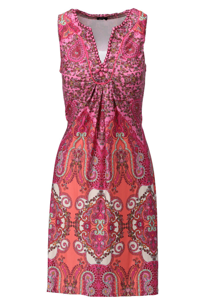 K-design - Mouwloze mini dress met print en kralen (A120P921) - What Els!