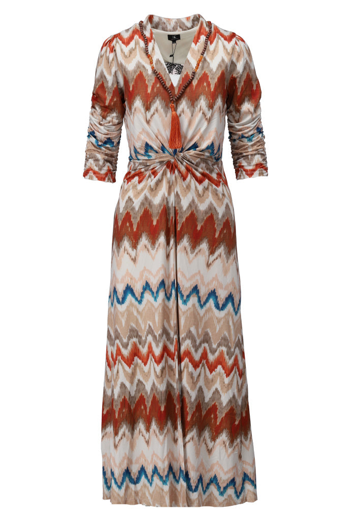 K-design - Maxi dress met print, V-hals en ketting (A121P914) - What Els!