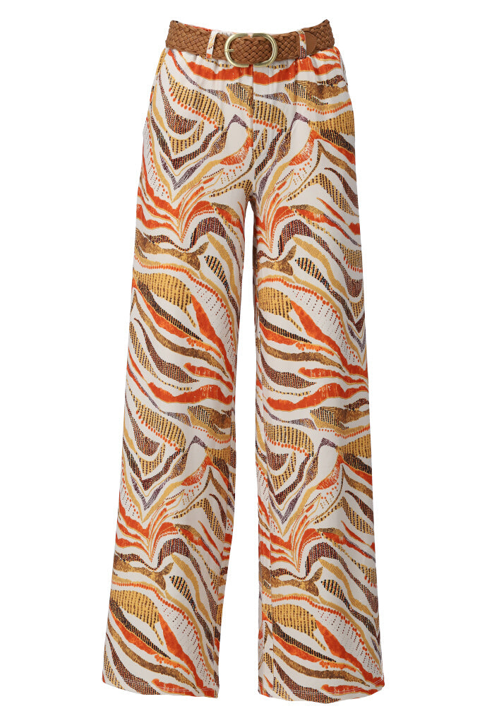K-design - Broek met print en bijpassende riem (A203P987) - What Els!