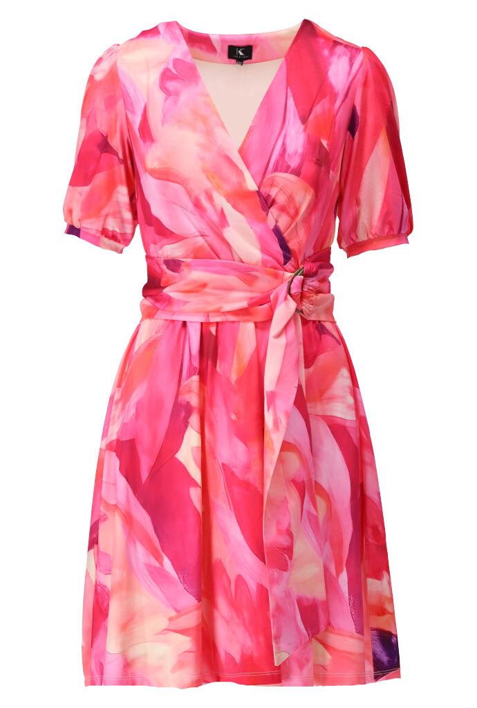 K-design - Mini dress met print en stoffen riem (A206P976) - What Els!