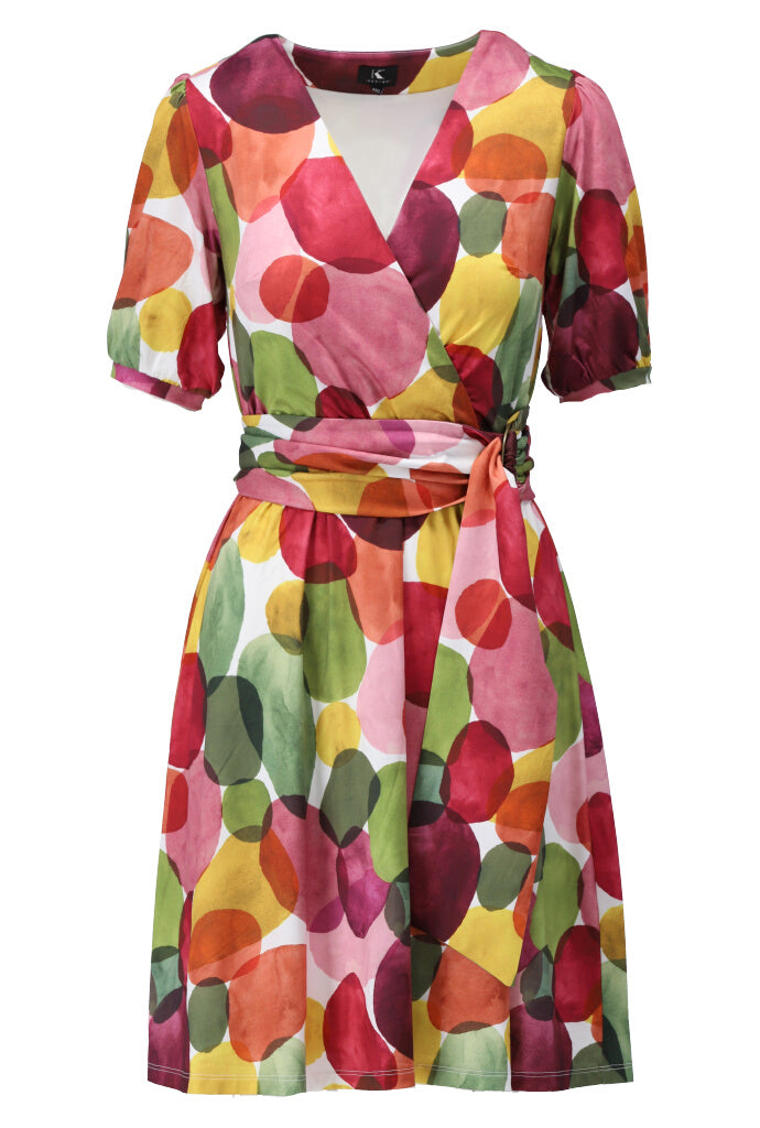 K-design - Mini dress met print en stoffen riem (A206P977) - What Els!