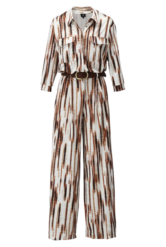 K-design - Jumpsuit met print en bijpassende riem (A208P983) - What Els!