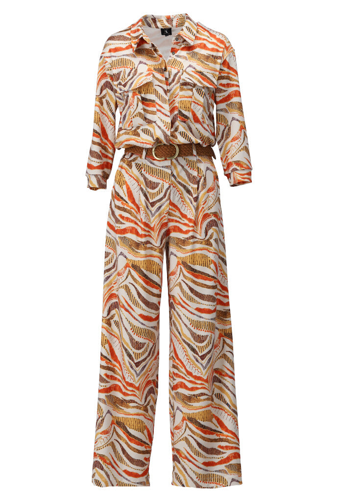 K-design - Jumpsuit met print en bijpassende riem (A208P987) - What Els!