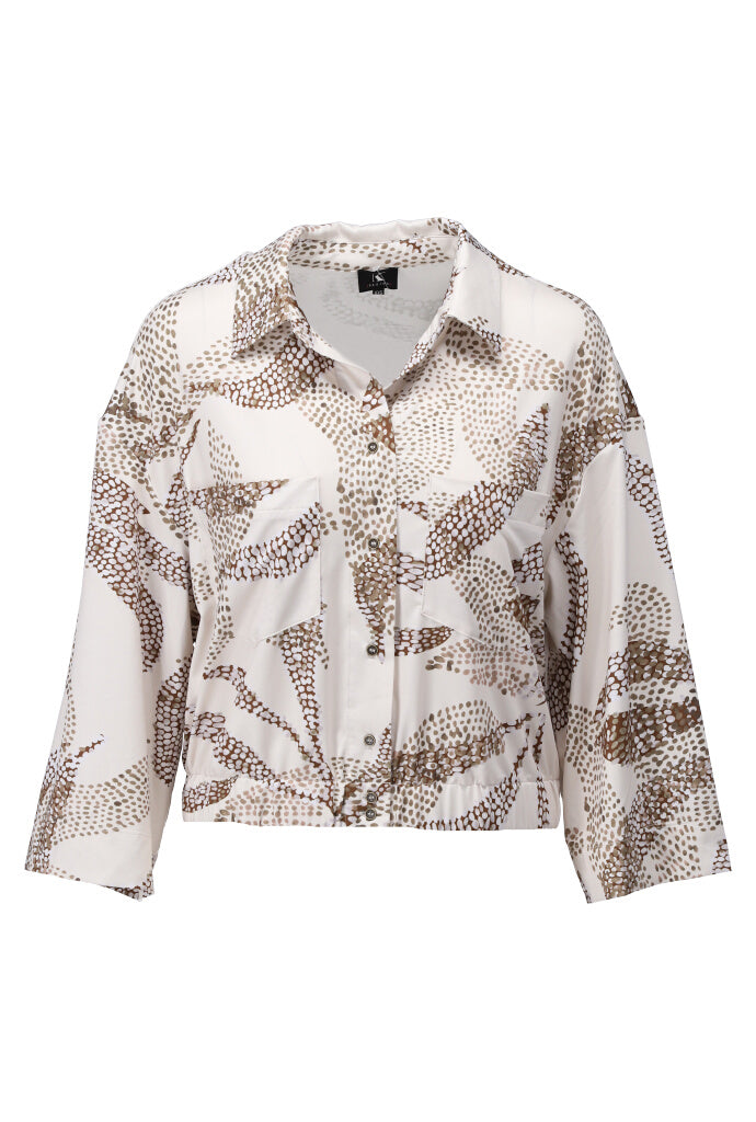 K-design - Blouse met print, zakjes en elastiek (A210P978) - What Els!