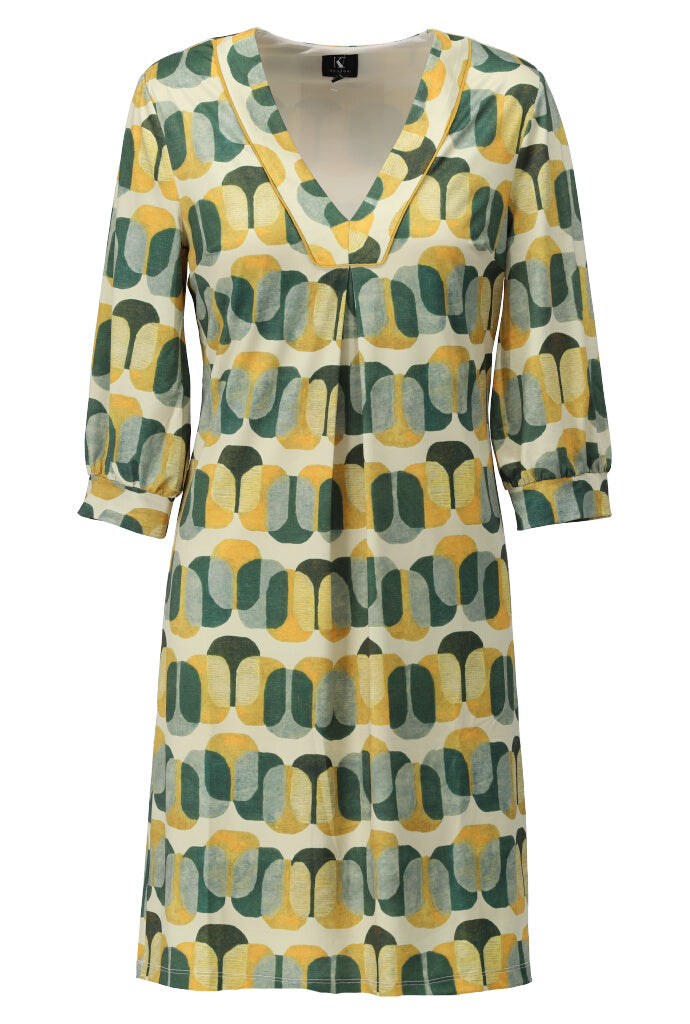 K-design - Mini dress met print en V-hals (A216P985) - What Els!