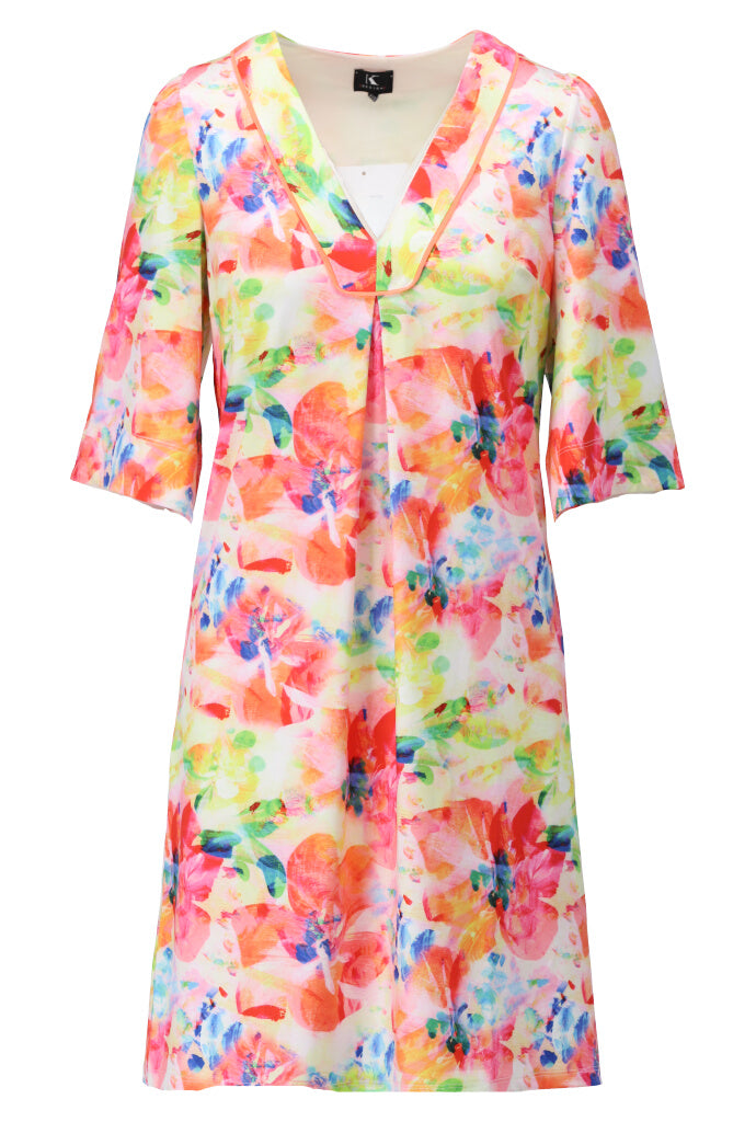 K-design - Mini dress met print en V-hals (A219P982) - What Els!