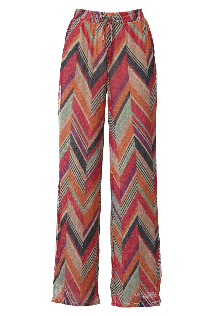 K-design - Broek met lurex print en  trekkoord (A250P975) - What Els!