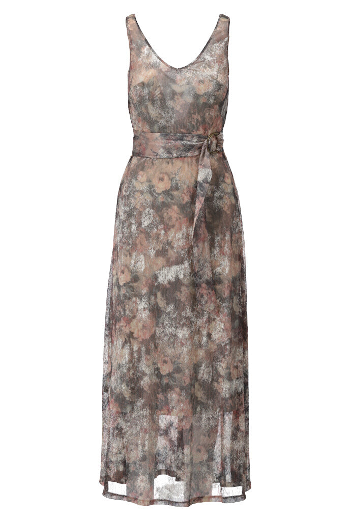 K-design - Mouwloze maxi dress met print en V-hals (A251P974) - What Els!