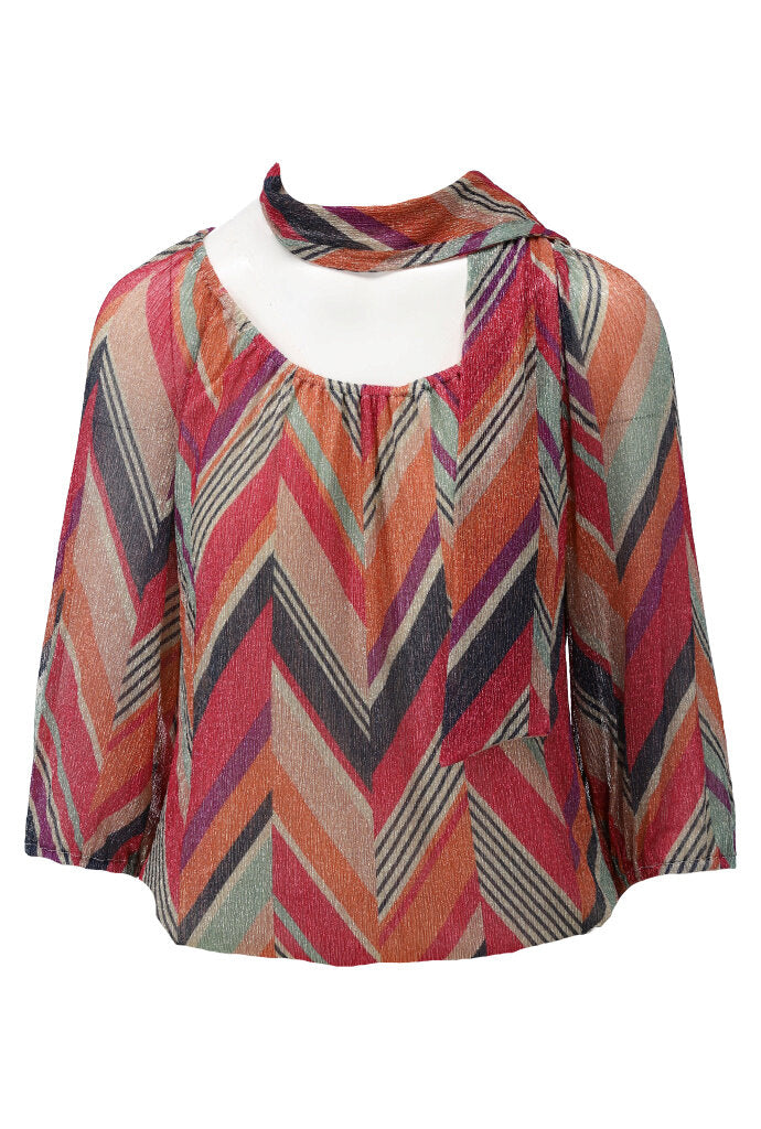 K-design - Off shoulder top met print en sjaaltje (A252P975) - What Els!