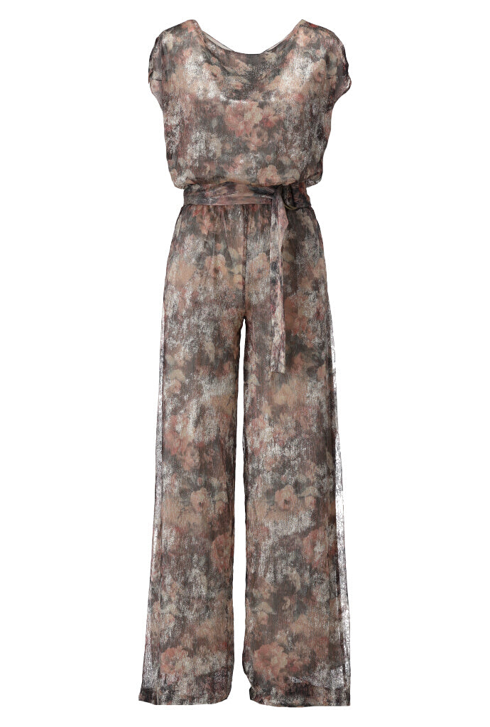 K-design - Jumpsuit met print en stoffen riem (A253P974) - What Els!