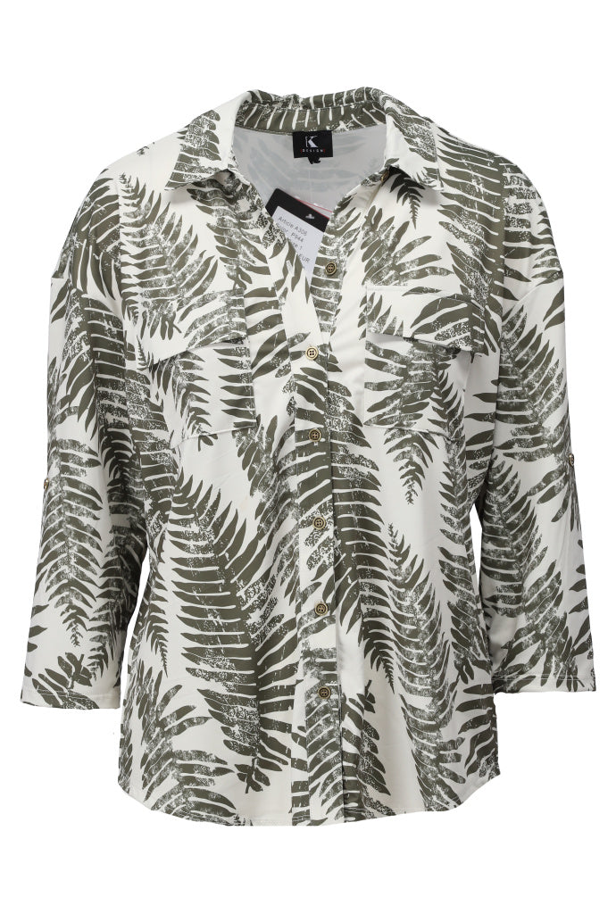 K-design - Oversized blouse met print en zakjes (A306P944) - What Els!