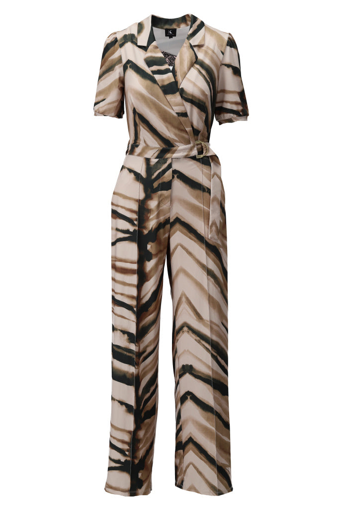 K-design - Jumpsuit met print en stoffen riem (A310P940) - What Els!