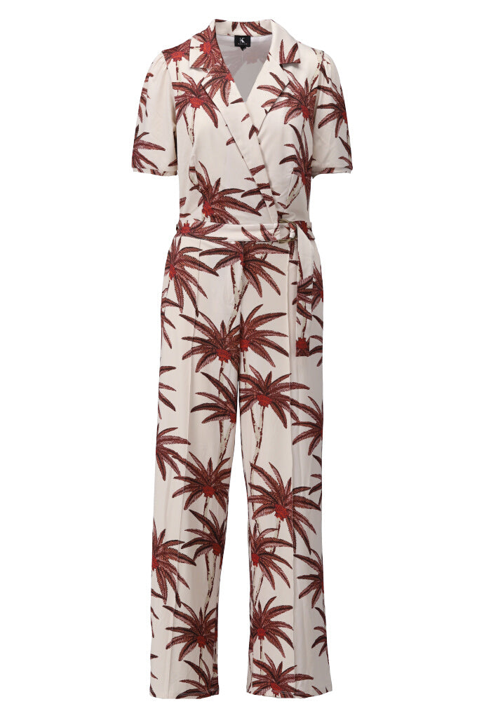 K-design - Jumpsuit met print en stoffen riem (A310P952) - What Els!