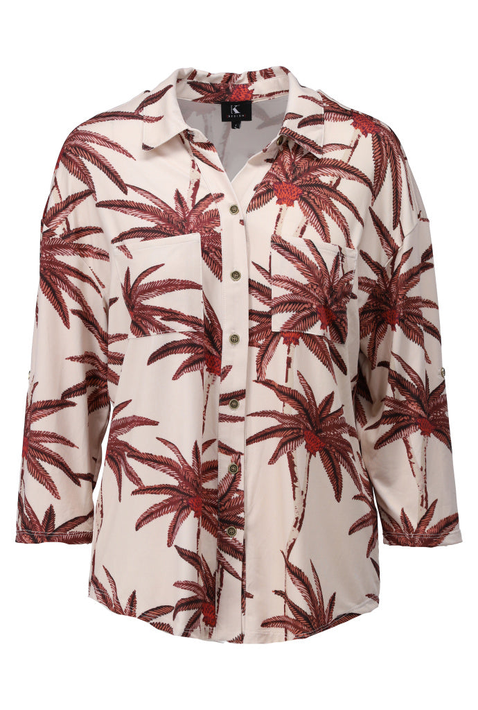 K-design - Oversized blouse met print, knopen en zakjes (A311P952) - What Els!
