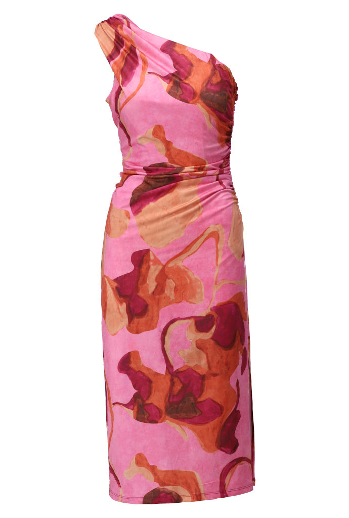 K-design - Asymmetrische midi dress met print (A318P950) - What Els!