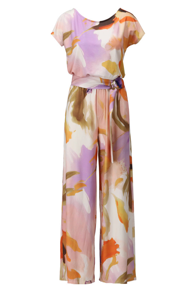 K-design - Jumpsuit met print en stoffen riem (A323P954) - What Els!