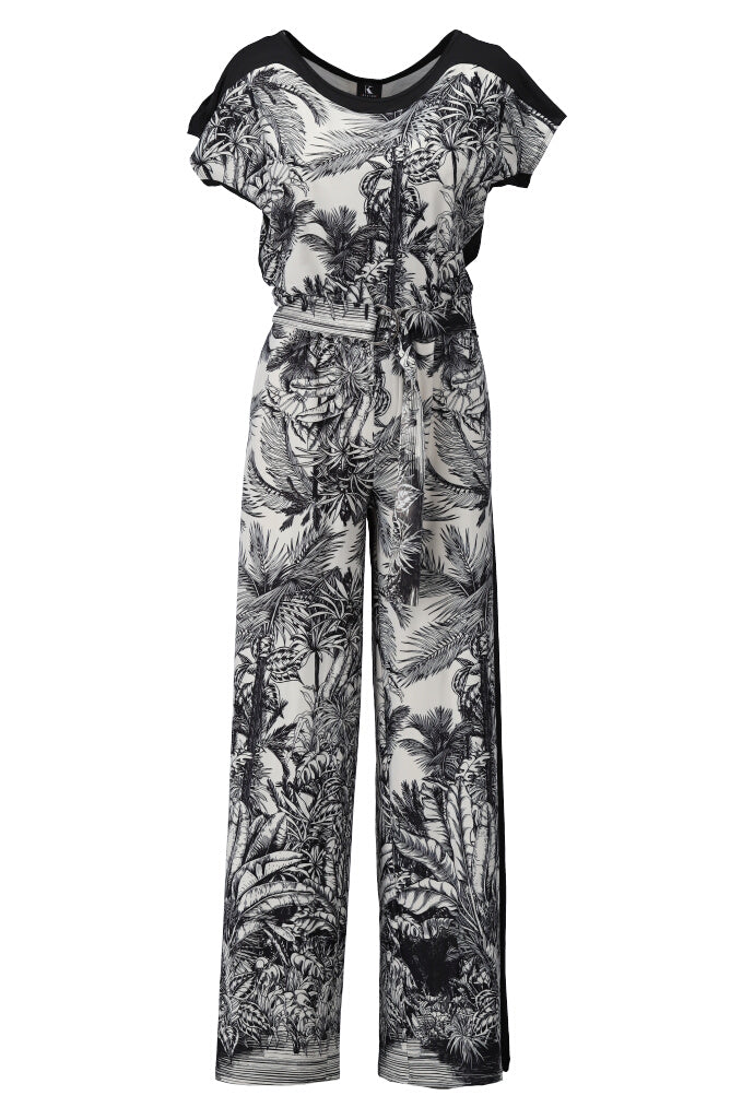 K-design - Jumpsuit met print en stofffen riem (A327P959) - What Els!