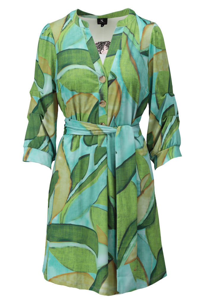 K-design - Mini dress met print en stoffen riem (A336P951) - What Els!
