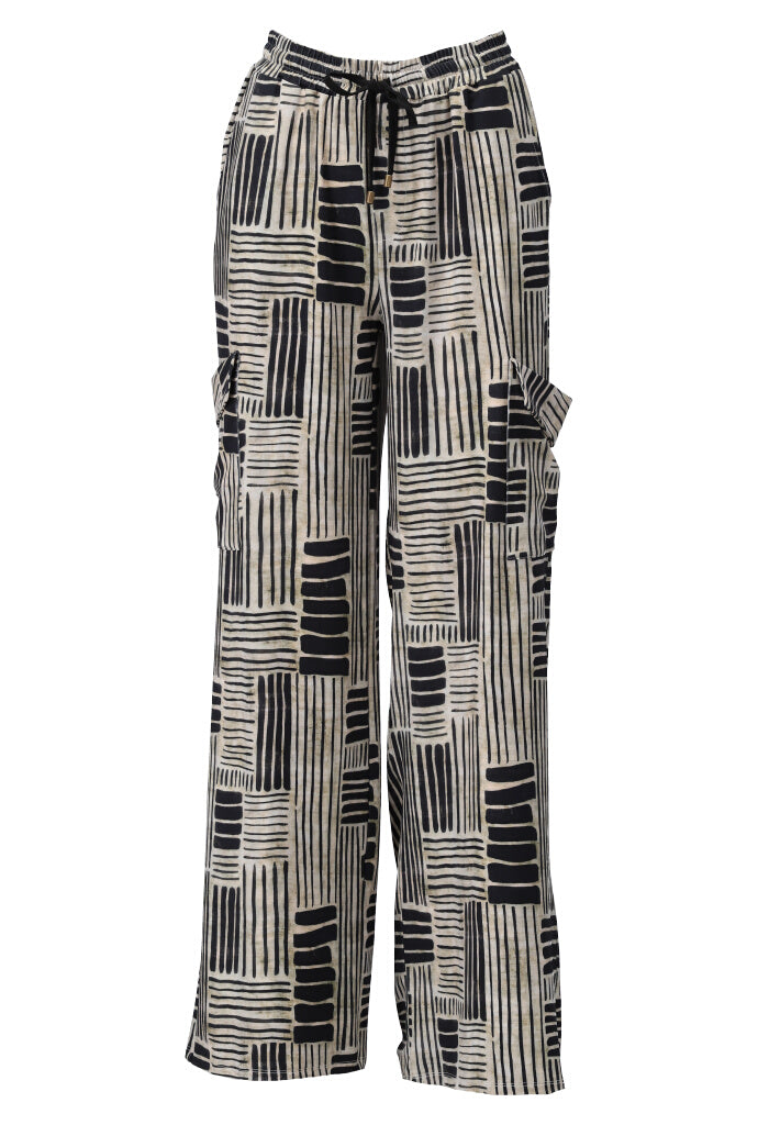 K-design - Cargo broek met print en trekkoord (A340P957) - What Els!