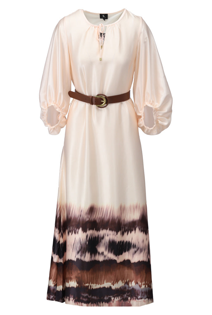 K-design - Maxi dress met print en bijpassende riem (A382P948) - What Els!