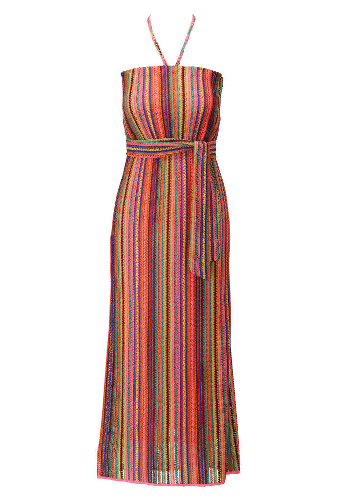 K-design - Bandeau maxi dress met stoffen riem (A391P933) - What Els!