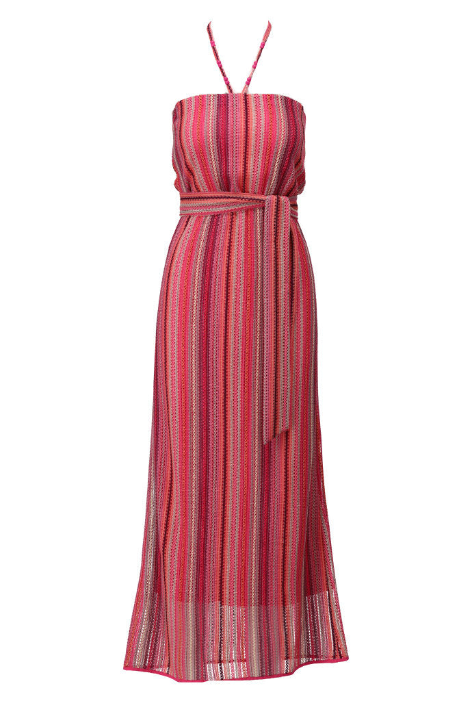 K-design - Bandeau maxi dress met stoffen riem (A391P935) - What Els!
