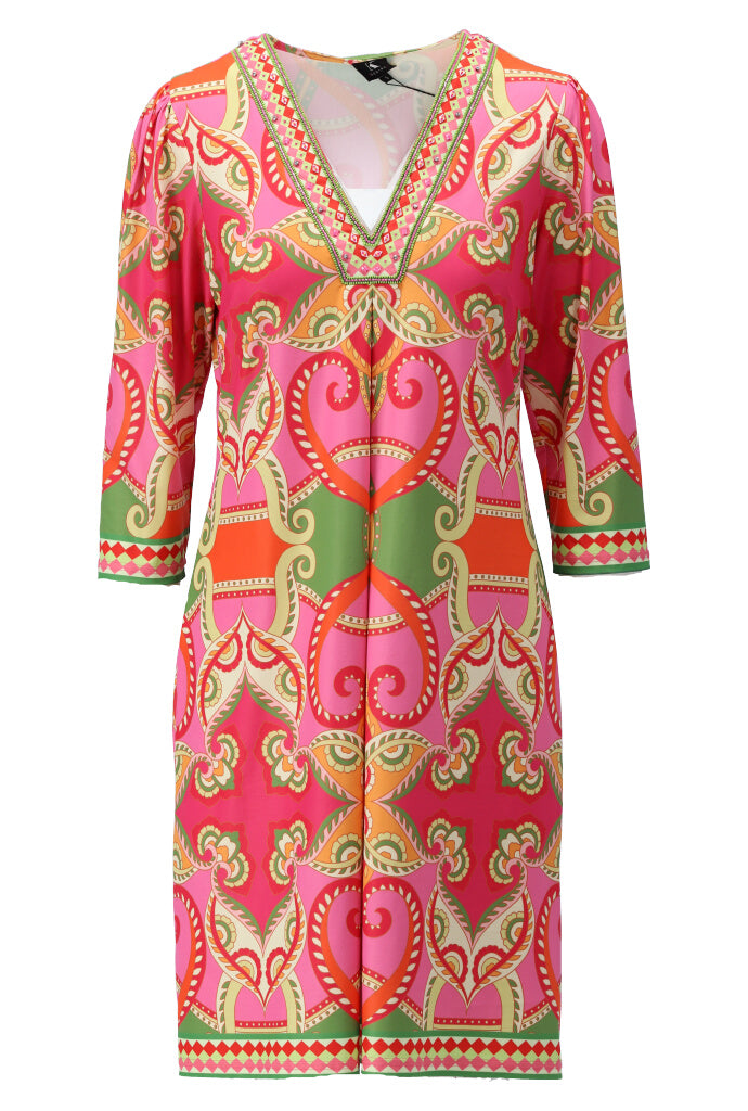 K-design - Mini dress met print en V-hals (A400P961) - What Els!