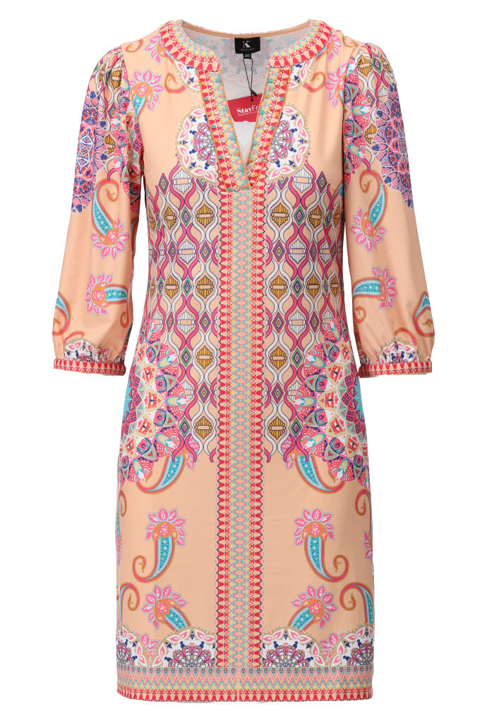 K-design - Mini dress met print en V-hals (A402P964) - What Els!