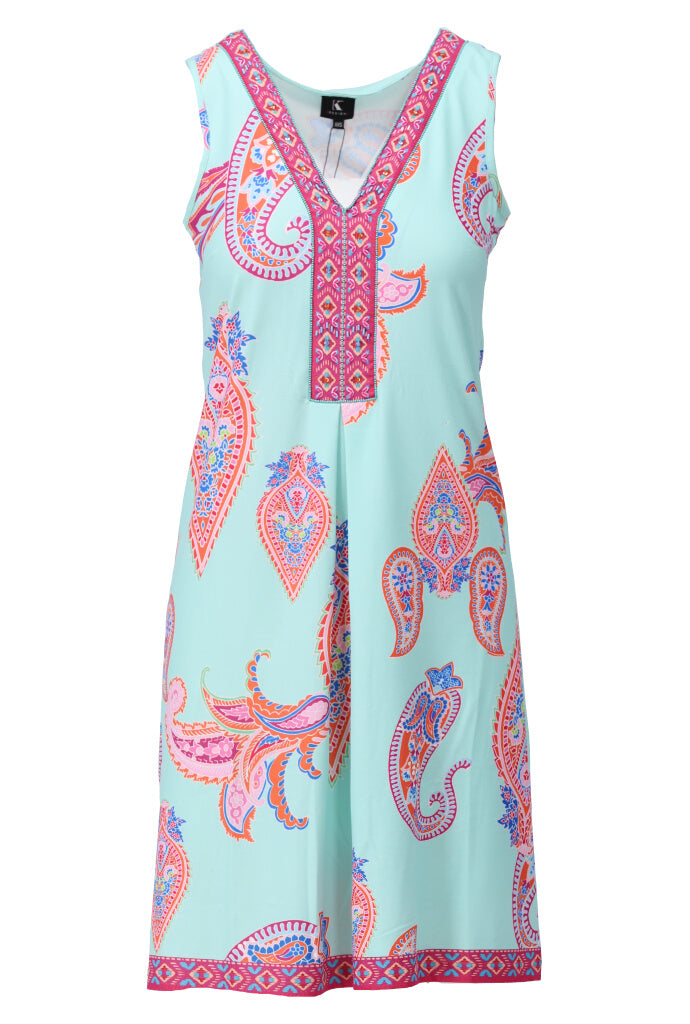 K-design - Mouwloze mini dress met print en V-hals (A405P967) - What Els!