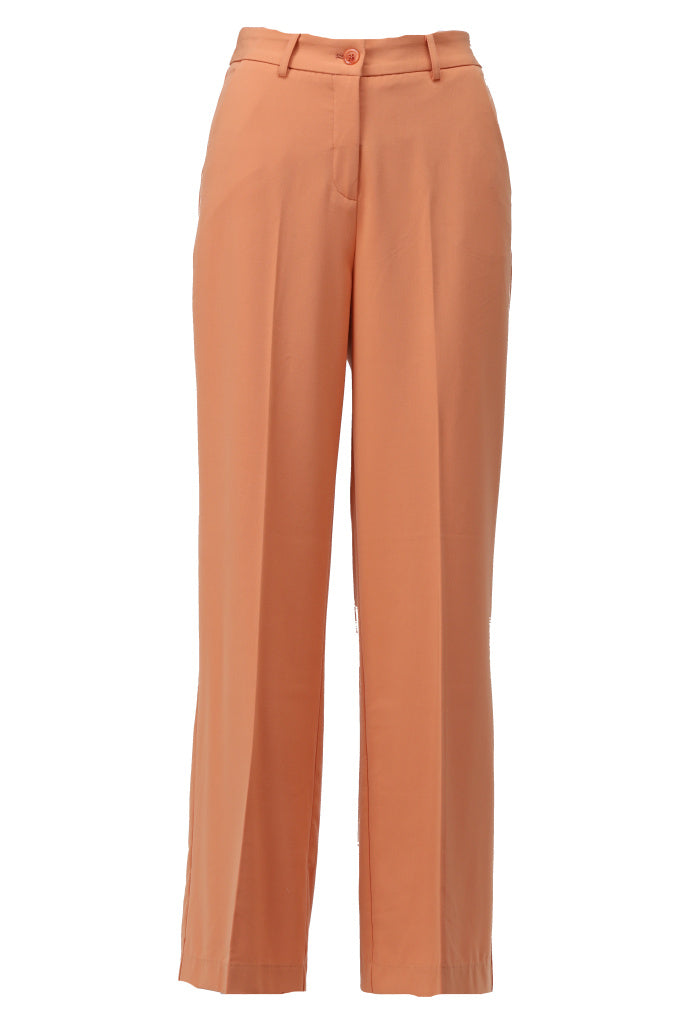 K-design - Effen broek met rits (A601Coral gold) - What Els!