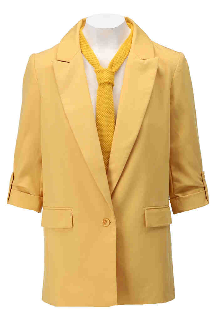 K-design - Blazer met 2/3 mouwen en das (A602Golden apricot) - What Els!
