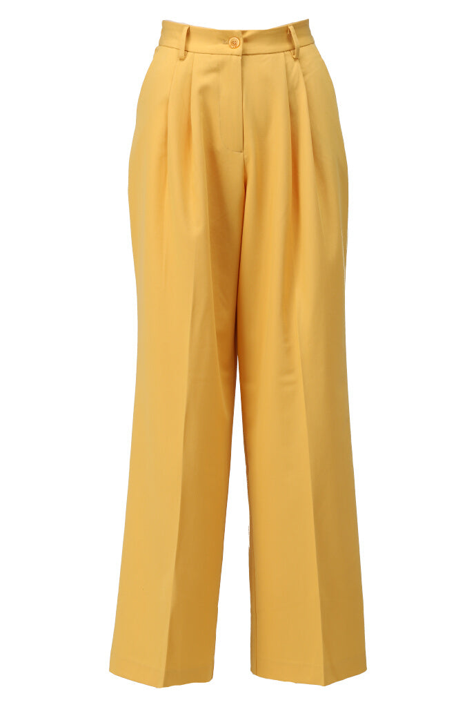 K-design - Wijde broek met plooien (A603Golden apricot) - What Els!