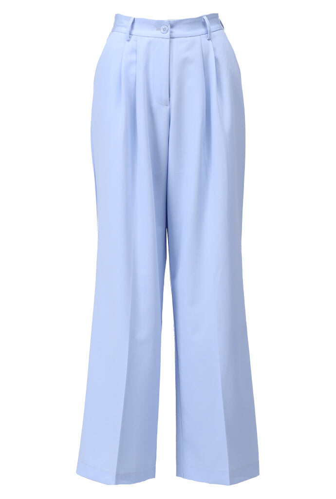 K-design - Wijde broek met plooien (A603Light blue) - What Els!