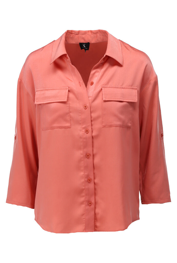 K-design - Oversized blouse met zakjes (A670Apricot brandy) - What Els!