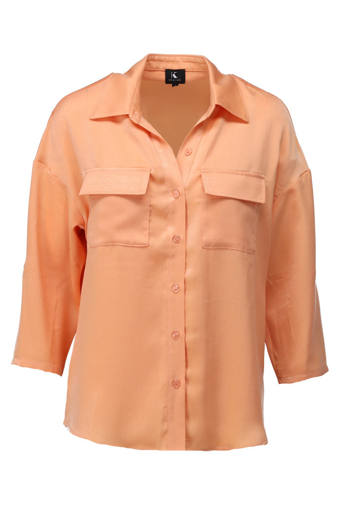 K-design - Oversized blouse met zakjes (A670Coral sands) - What Els!