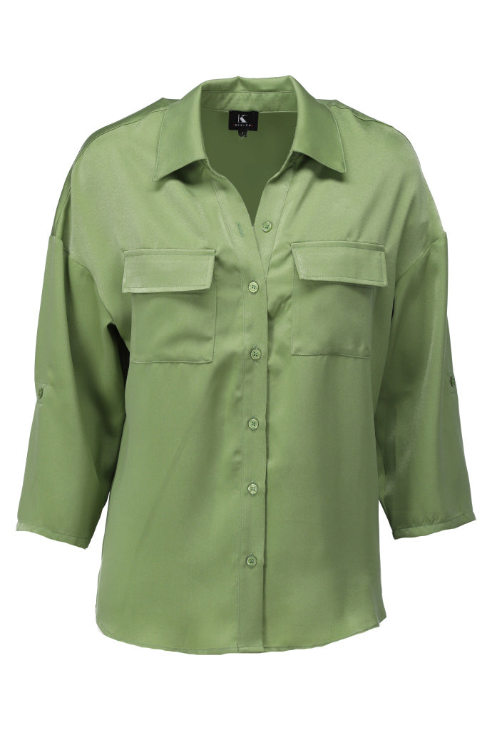 K-design - Oversized blouse met zakjes (A670Green eyes) - What Els!