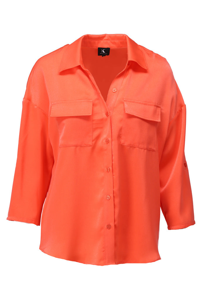 K-design - Oversized blouse met zakjes (A670Orangeade) - What Els!
