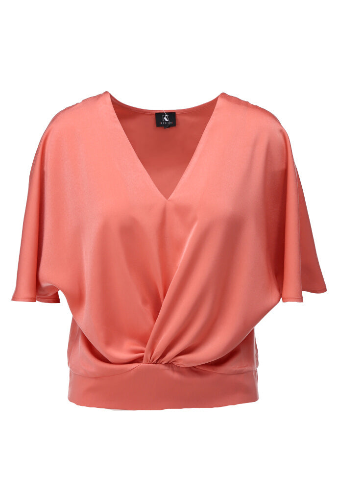 K-design - Top met V-hals (A671Apricot brandy) - What Els!