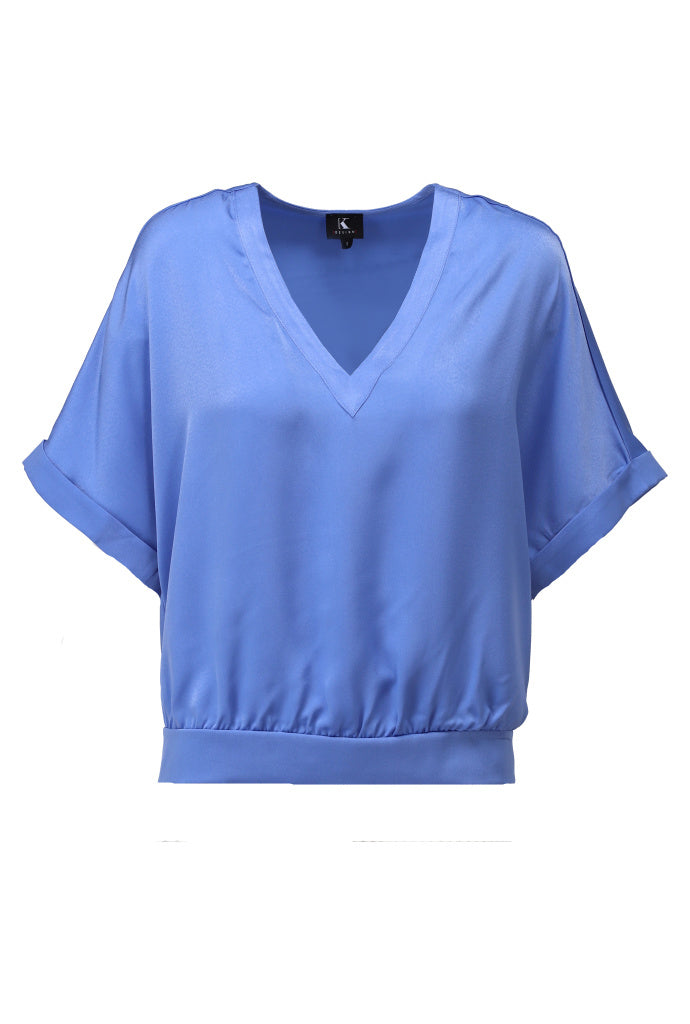 K-design - Top met V-hals (A672Blue bonnet) - What Els!