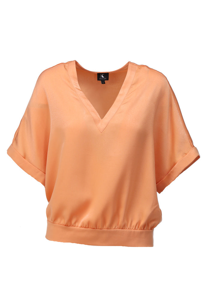 K-design - Top met V-hals (A672Coral sands) - What Els!